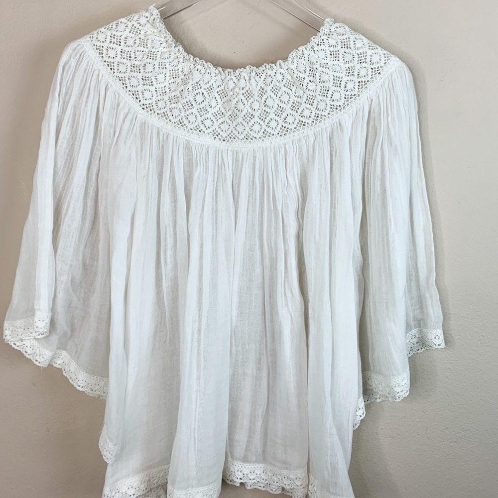 A. Peach Off Shoulder Crochet Top